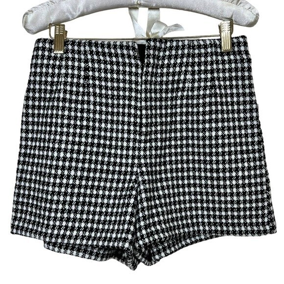 Zara Pants - ZARA black shorts  texture weaved plaid short size M academia streetwear